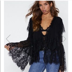 black lace flow top